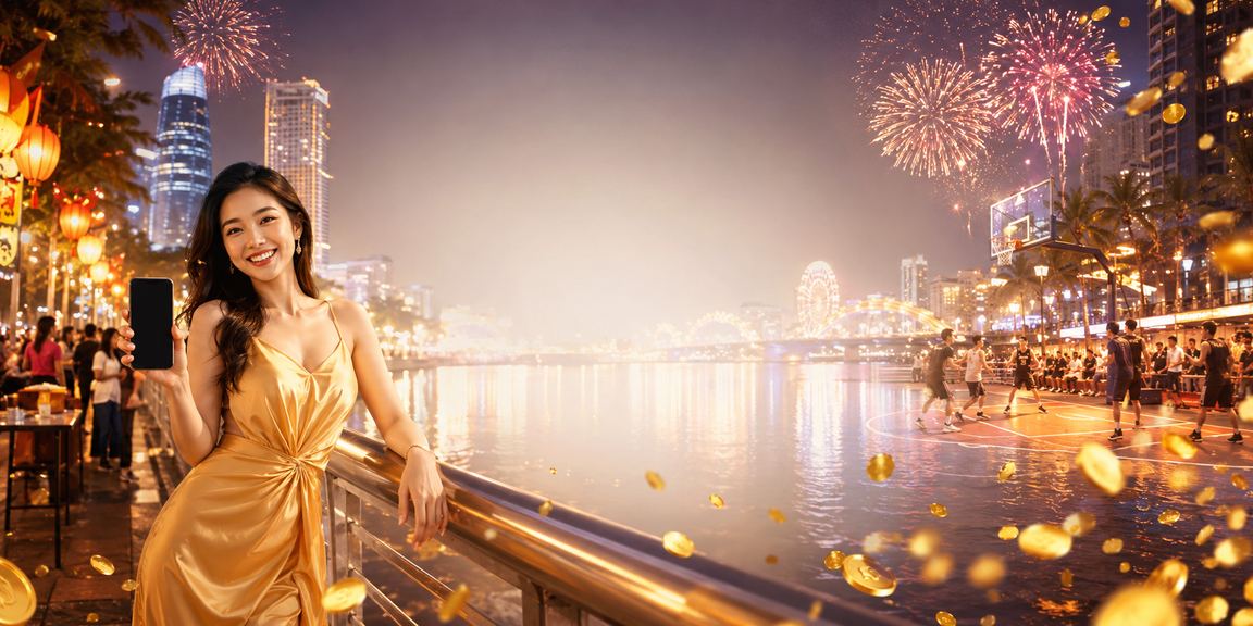 Người chơi xem phân tích kèo bóng rổ tại chợ đêm Đà Nẵng qua điện thoại